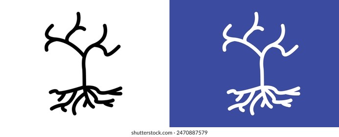 Tree with roots and leaves icon logo set vector