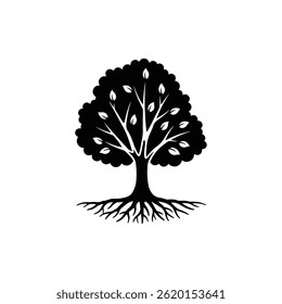 Tree with Roots and Leaves Representing Ethical Growth and Environmental Stewardship