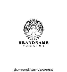 tree with roots logo cartoon icon design template black modern isolated vector cute