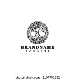 árbol con el logotipo de raíces icono de caricatura diseño negro aislado gráfico vectorial