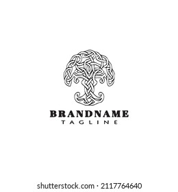 tree with roots logo cartoon icon design template black modern isolated cute illustration