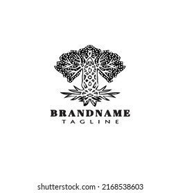 tree with roots logo cartoon icon design template black modern isolated vector simple