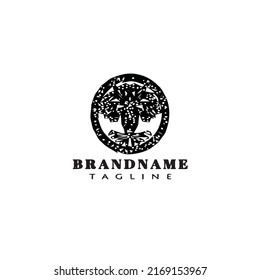 árbol con el logotipo de raíces icono de caricatura plantilla de diseño negro de concepto aislado moderno