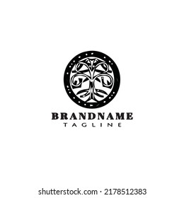 árbol con logotipo de raíces icono de caricatura diseño creativo negro aislado gráfico vector aislado