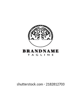 árbol con el logotipo de raíces icono de caricatura plantilla de diseño negro símbolo vectorial aislado moderno