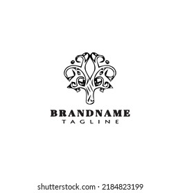 árbol con logotipo de raíces icono de caricatura plantilla creativa ilustración vectorial aislado negro