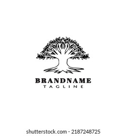 tree with roots logo cartoon icon design template black modern isolated illustration