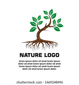 Tree and roots logo design vector isolated,  poster and infographics template design