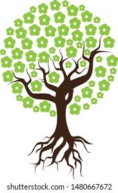 Tree and roots logo design vector tree of life logo design