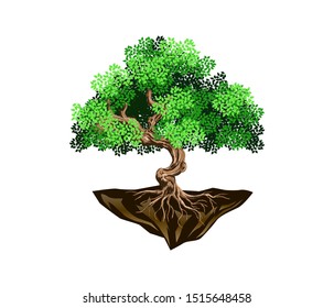 Tree and roots logo design vector isolated. tree and soil