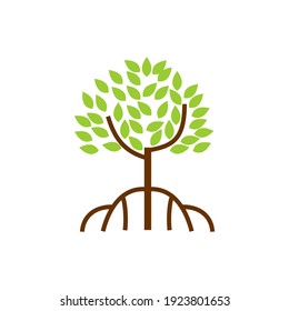 Tree and roots logo design vector isolated