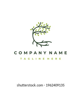 Tree and roots logo design vector isolated, abstract tree logo design