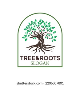 Tree and roots logo design vector, abstract tree logo design best design