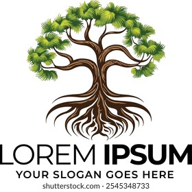 Tree and roots logo design vector isolated on white background eps 10