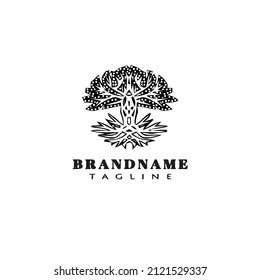 Baum mit Root-Logo, flaches Symbol, Design-Vorlage schwarz, moderne einzelne Vektorgrafik