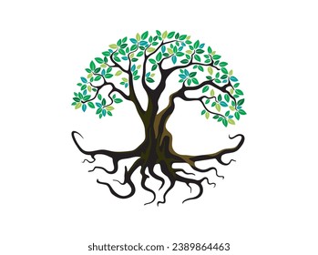 tree and roots logo vector isolated