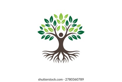 Tree Roots Nature Logo Organic Growth Eco Vector Design