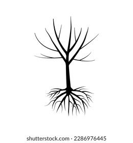 tree with roots. Oak tree. Vector illustration.