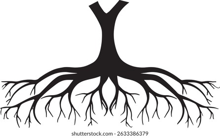 Tree roots silhouette graphic design element