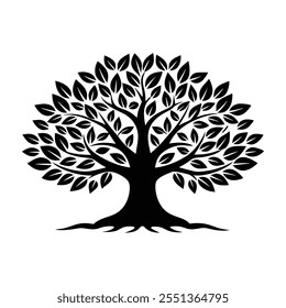 tree roots silhouette isolated background