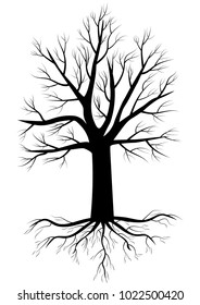 Tree Silhouette Roots Leaves Silhouette Black Stock Vector (Royalty ...