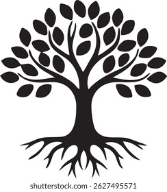 Tree with Roots Silhouette Vector art