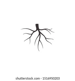 tree roots. silhouette vector Illustration.