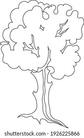 Tree with roots. Single continuous line drawing. Vector illustration. Isolated on white background