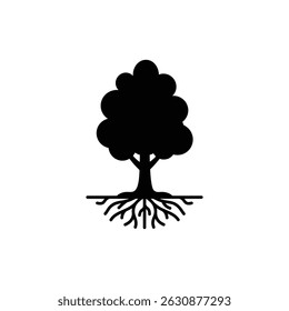 Tree with Roots Symbolizing Grounding and Self-Connection