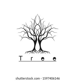 Tree roots and trees vector illustration