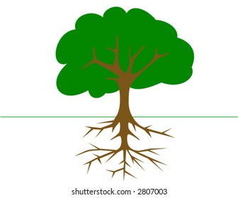 Tree with roots in vector format. Will size anywhere to any pixels without losing quality