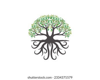 tree and roots vector hand drawing illustrations