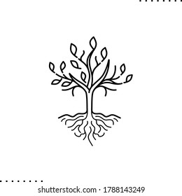 tree with roots vector icon in outlines