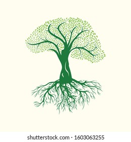 Tree with Roots Vector Illustration Design