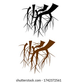 Raíces de árbol. Ilustración vectorial. Plantas y jardines