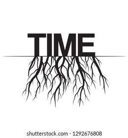 Tree with Roots. Vector Illustration. Time. Plant and Garden.