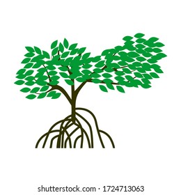tree and roots vector illustrations, mangrove tree