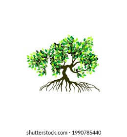 tree and roots vector illustrations, mangrove tree