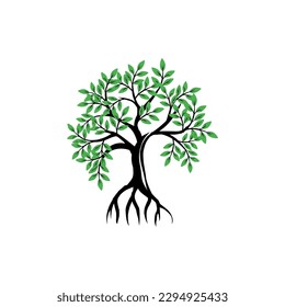 tree and roots vector illustrations, mangrove tree