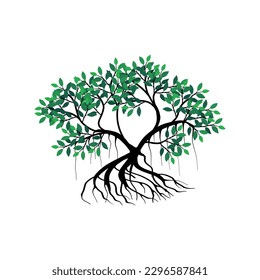 tree and roots vector illustrations, mangrove tree