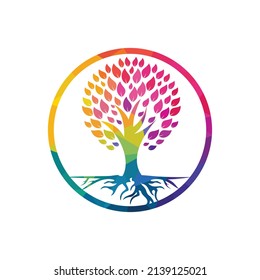 Tree Roots vector logo design. Vector tree with roots logo element.	
