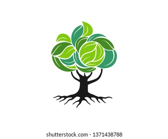 Tree and roots vector, tree with modern and unique style