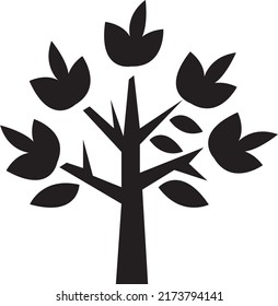 Tree and roots vector, tree with round shap