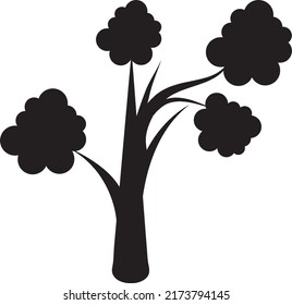 Tree and roots vector, tree with round shap