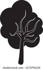 Tree and roots vector, tree with round shap