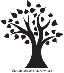 Tree and roots vector, tree with round shap