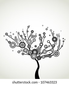 Tree with round leaves. Vector background