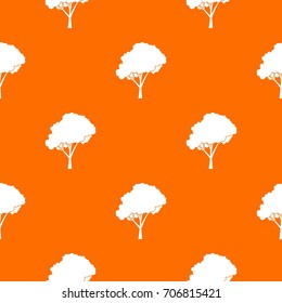 Tree with a rounded crown pattern repeat seamless in orange color for any design. Vector geometric illustration