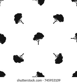 Tree with a rounded crown pattern repeat seamless in black color for any design. Vector geometric illustration