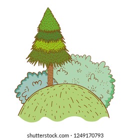 tree rural landscape in round icon